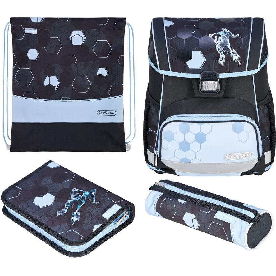 Herlitz Loop Plus Cyber Soccer Iskola táska szett - Kék mintás (50049325)