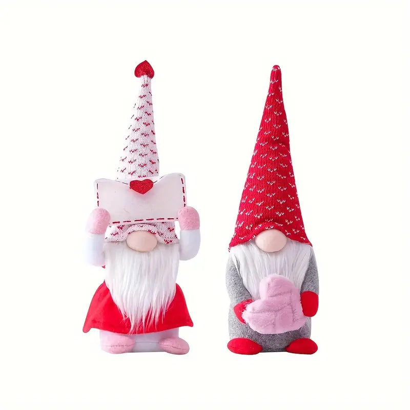 Valentine's Day Gnome Plush Doll Decorations - Set of 2-0
