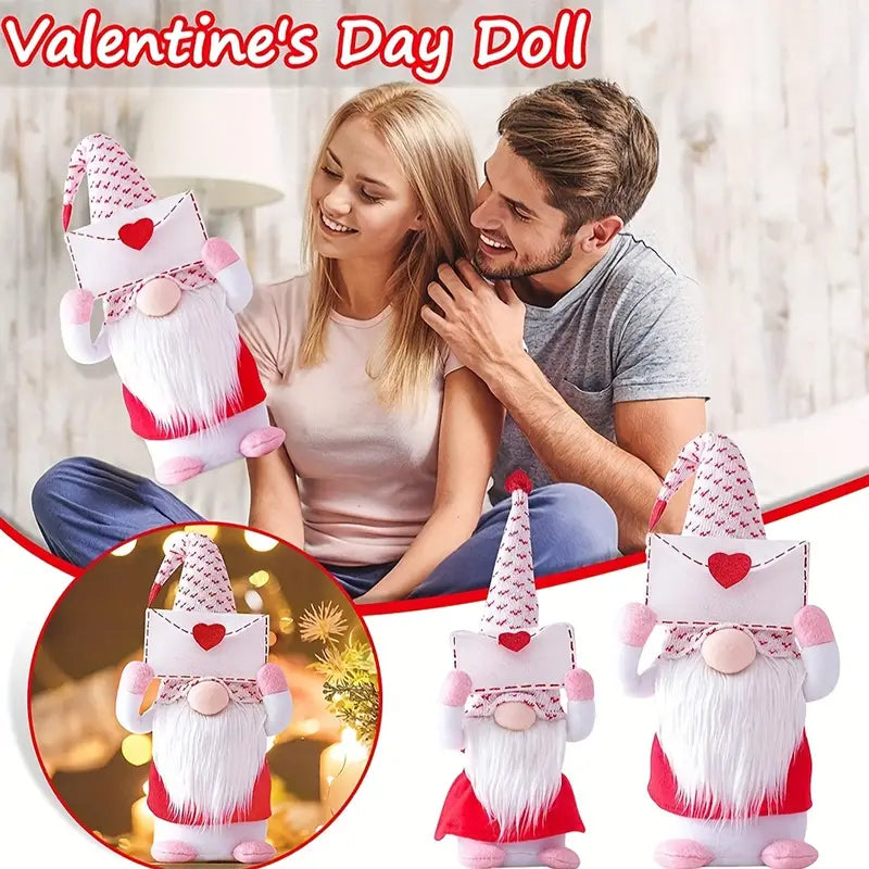 Valentine's Day Gnome Plush Doll Decorations - Set of 2-4