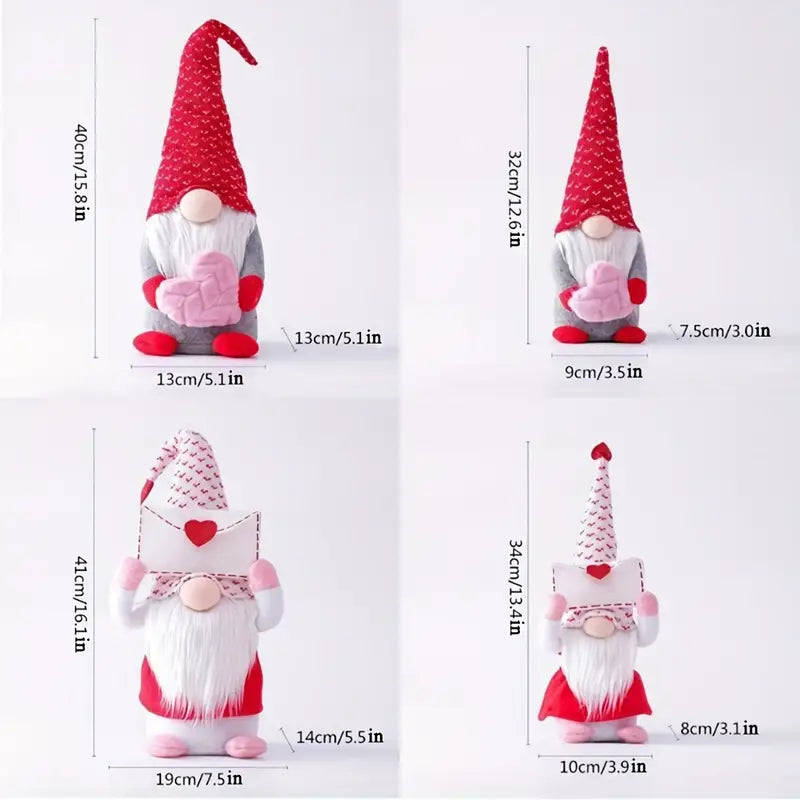 Valentine's Day Gnome Plush Doll Decorations - Set of 2-3