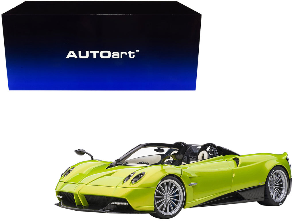Pagani Huayra Roadster Verde Firenze Green Metallic and Carbon with Luggage Set 1/18 Model Car by Autoart-0