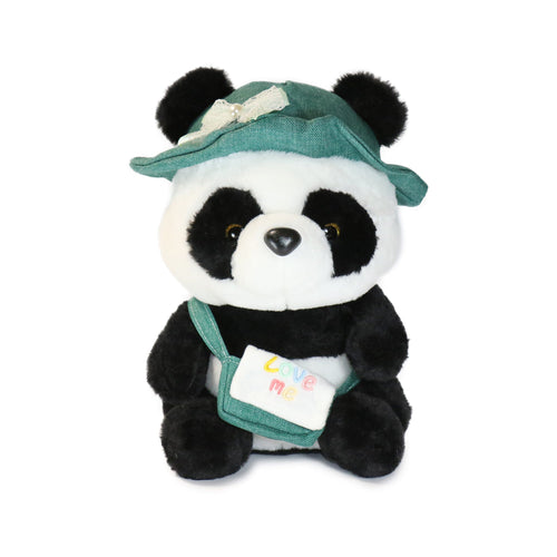 10-Inch Black and White Daisy Panda with Green Hat