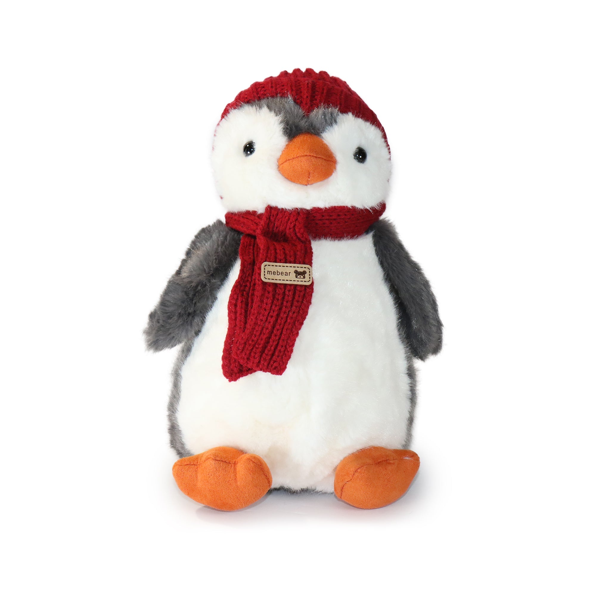 10-Inch Black & White Pebbles Penguin with Red Scarf