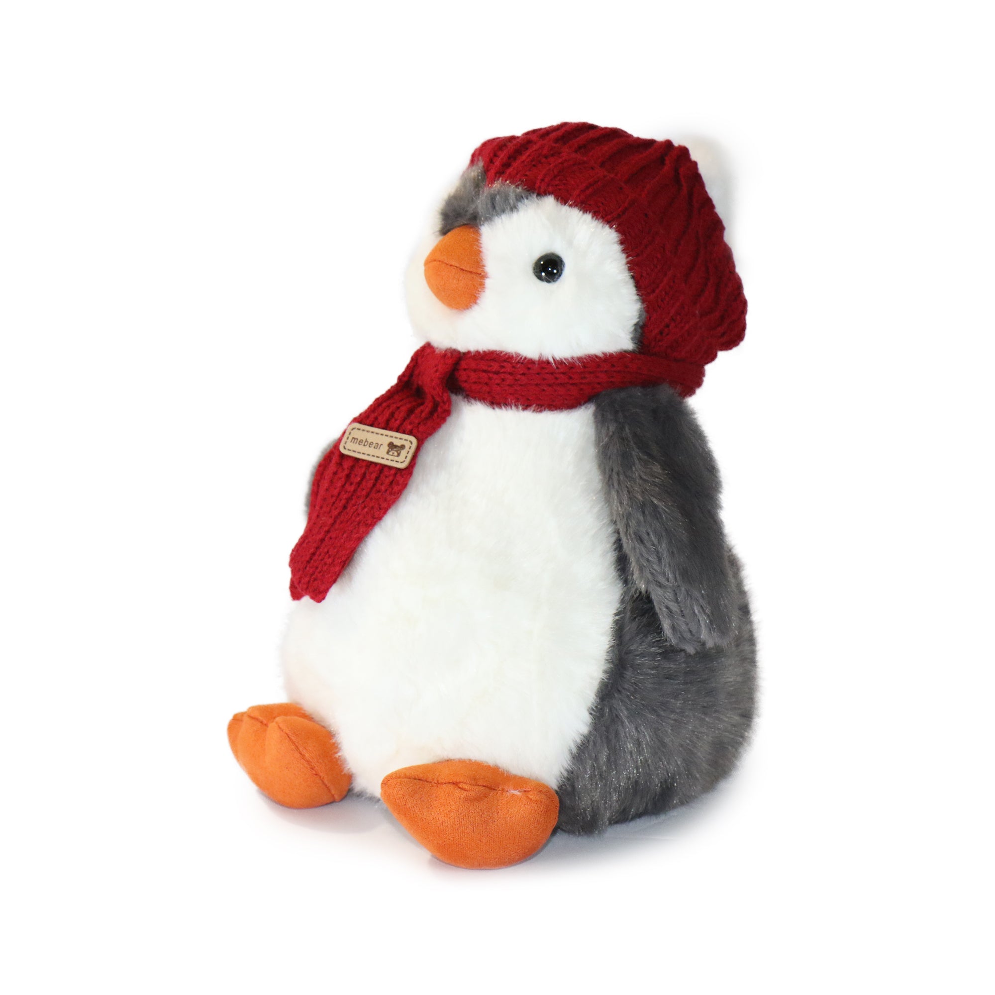 10-Inch Black & White Pebbles Penguin with Red Scarf