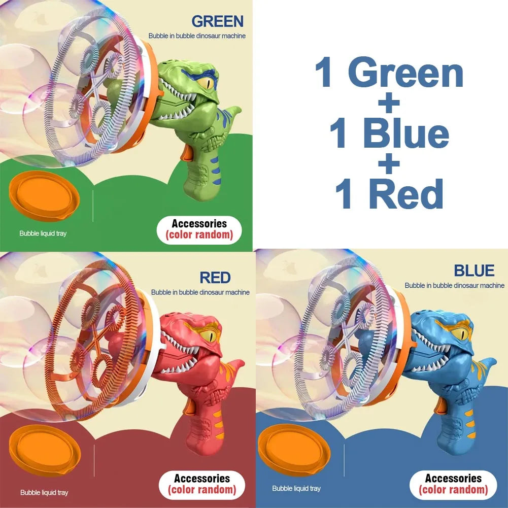 Electric Bubble Gun Dinosaur Bubble Machine for Kids Gift