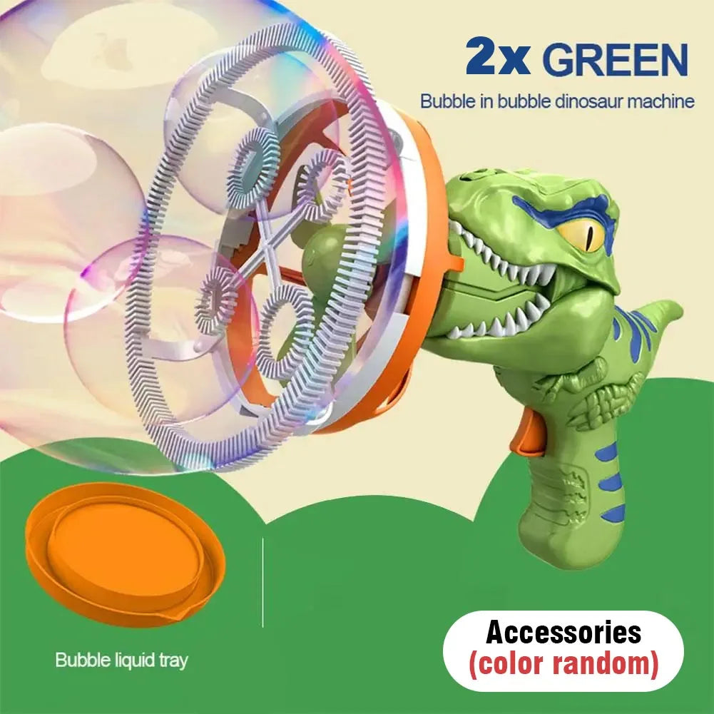 Electric Bubble Gun Dinosaur Bubble Machine for Kids Gift
