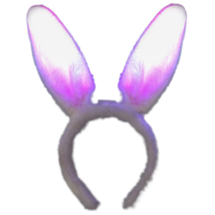 Pink Soft Plush Bunny Ears Headband LED Multicolor
